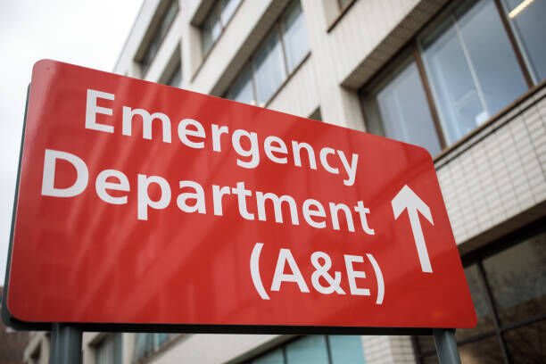 LONDON, ENGLAND - JANUARY 03: A sign for the Accident and Emergency department stands outside Guy