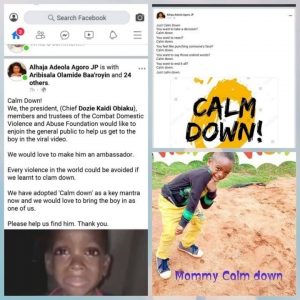 'Mummy Calm Down’: Little Boy Gets An Ambassadorial Deal With Combat Domestic Violence and Abuse Foundation