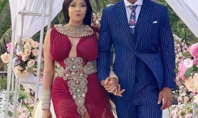 Actress, Angela Okorie Weds fiance Desmond in a romantic beach wedding (Photos)