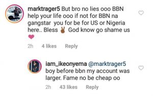 'Before BBN My Account Was Larger' - BBNaija's Ike Onyema Tells IG Follower