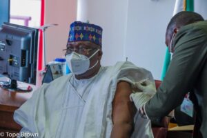 Ahmed Lawan getting Covid-19 Vaccine