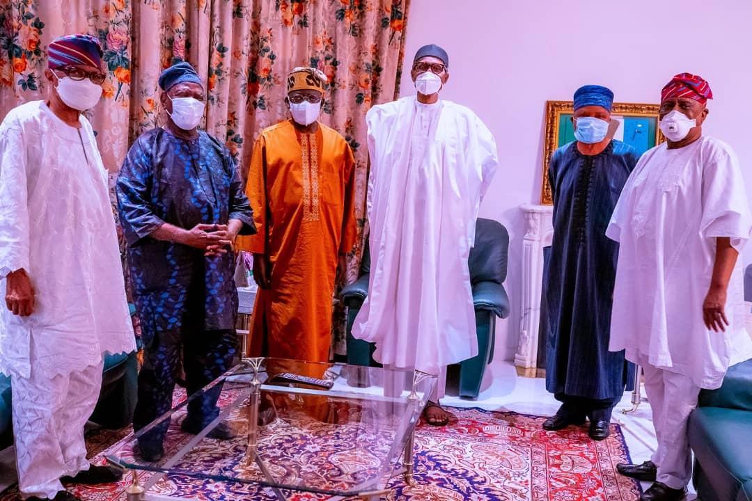 JUST IN: Buhari Meets Tinubu, Akande, Other APC Leaders In Aso Rock