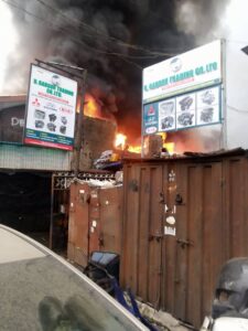 BREAKING: Fire Guts Ladipo Market In Lagos