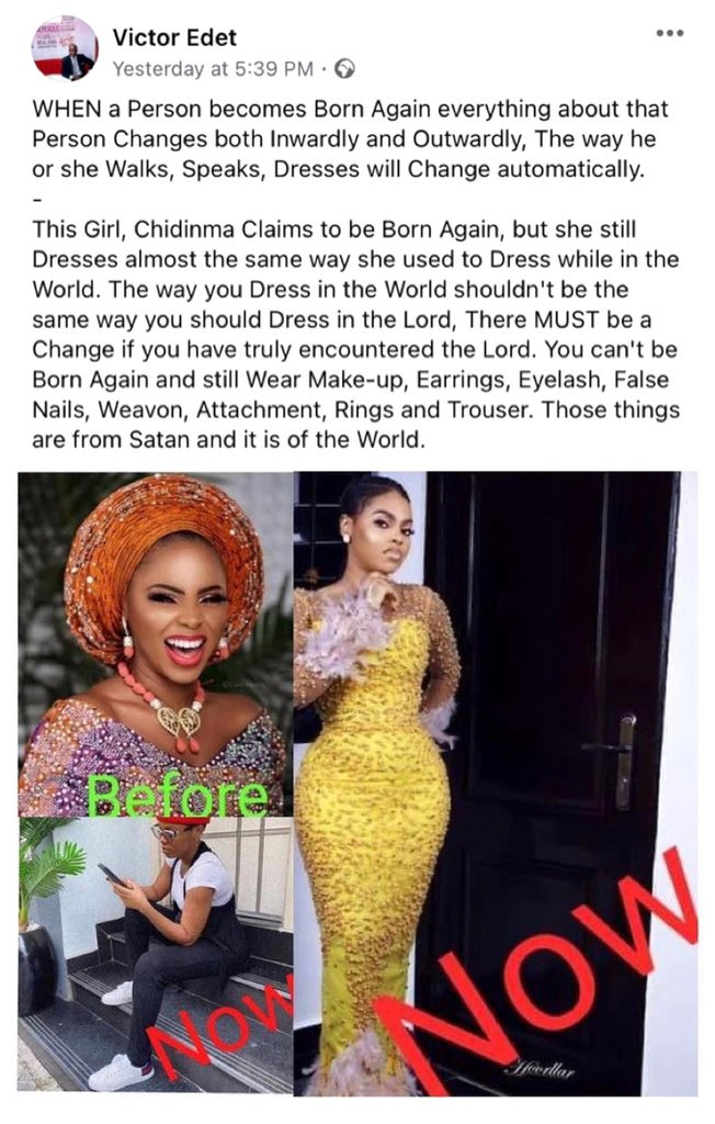 Nigerian evangelist criticizes singer Chidinma Ekile for not changing her mode of dressing after giving her life to Christ and switching to gospel music