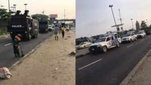 [PHOTOS] Armed Policemen Takes Over Ojota, Ahead Of Scheduled Yoruba Nation Rally