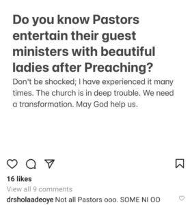 “Pastors Entertain Guest Ministers By Providing Them With Women”- Pastor