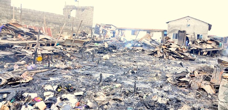 Fire Razes Scores Of Buildings, Shops In Lagos (Photos)