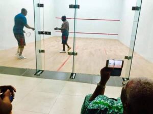 Obasanjo playing squash game