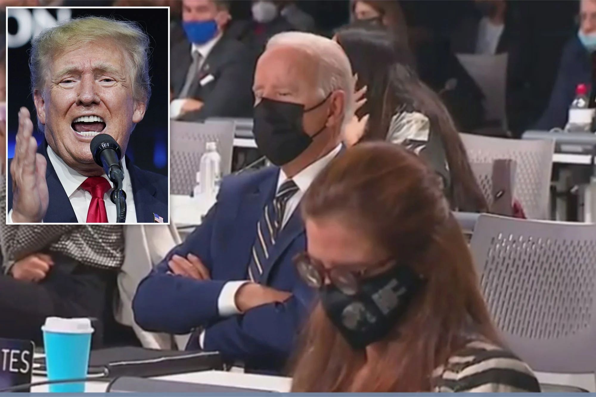 Trump Mocks Joe Biden for Appearing to Fall Asleep at Climate Conference