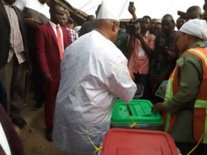 Gov. Adeleke casting his vote in Ede