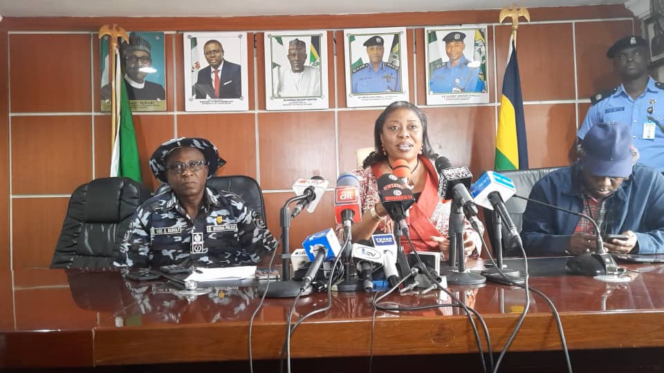 Special Adviser to the Lagos State Governor on Housing, Mrs. Toke Benson-Awoyinka, speaking at a press briefing on regeneration of police barracks in Lagos