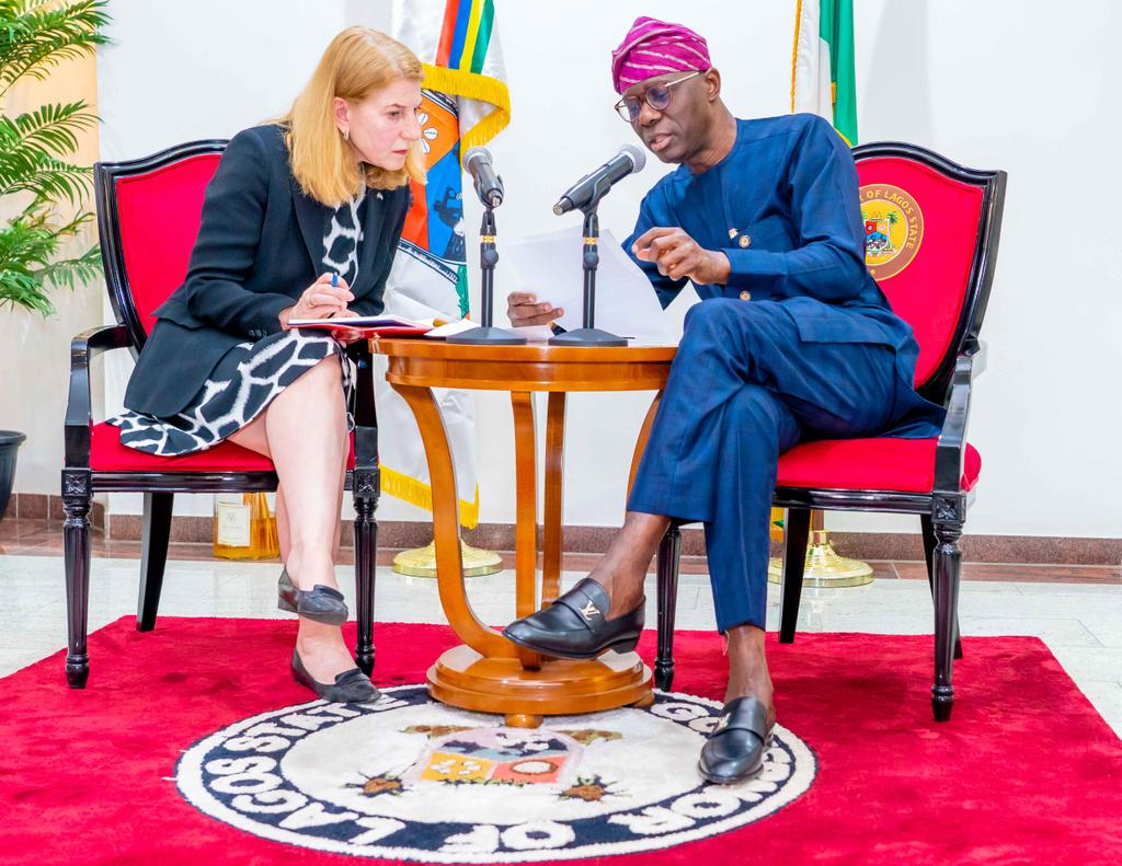 Sweden's Ambassador to Nigeria and other ECOWAS States, Ms. Annika Hahn-Englund and Lagos State Governor Babajide Sanwo-Olu, discuss clean energy