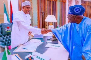 President Muhammadu Buhari and President-elect Bola Tinubu at the Presidential Villa ahead of their tour on Friday, May 26, 2023