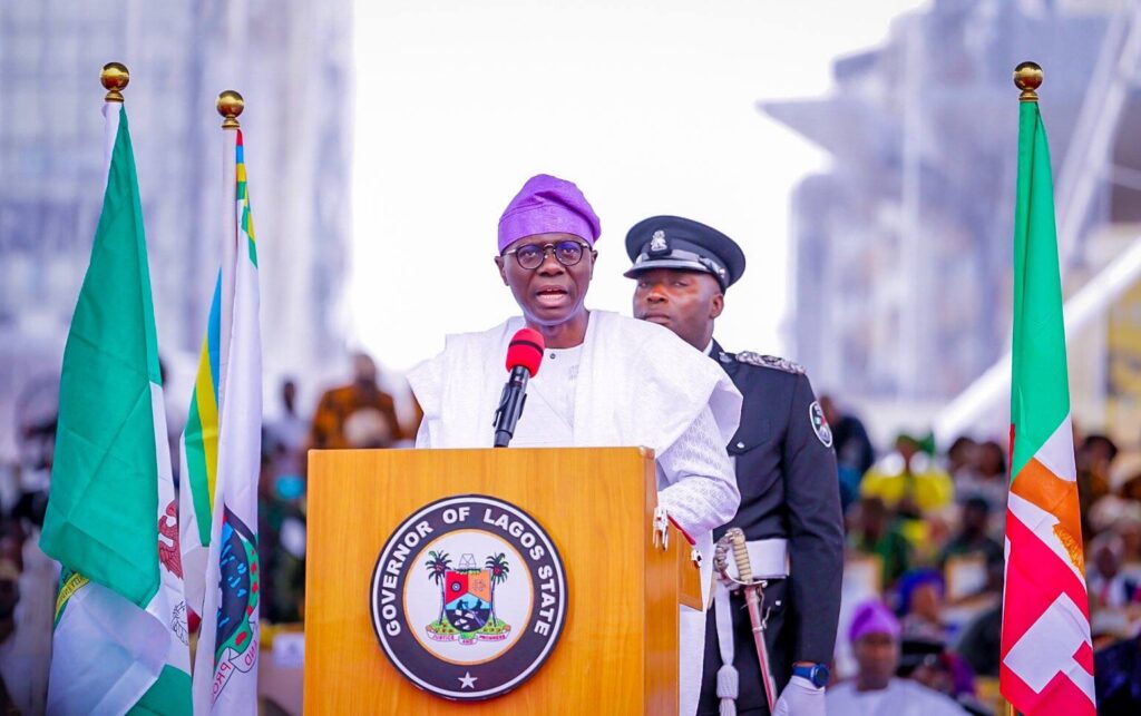 Lagos State Governor, Babajide Sanwo-Olu, delivers the inaugural address for his second term in office on Monday, May 29, 2023