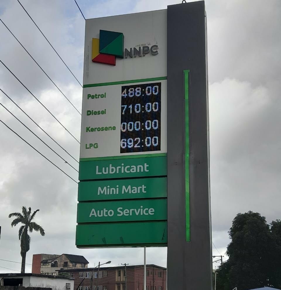 An NNPC outlet where fuel price is set at N488