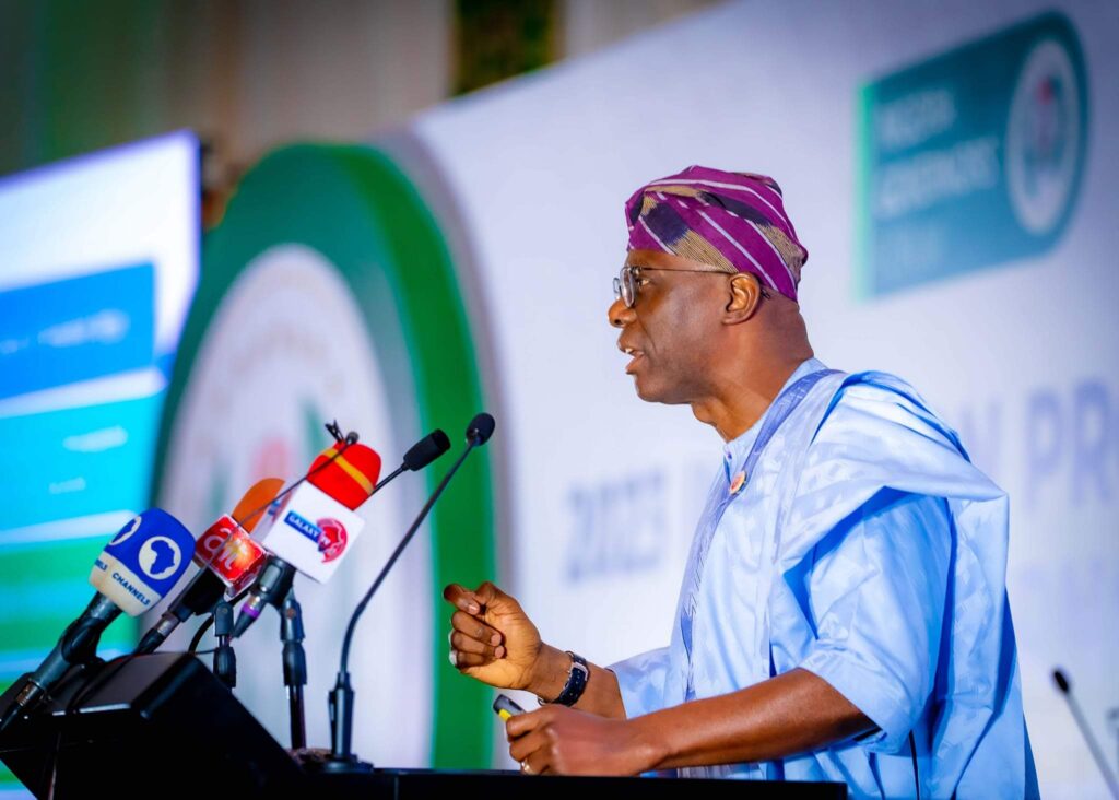 Mr Babajide Sanwo-Olu, Governor of Lagos State making his presentation during the Nigeria Governors' Forum (NGF) 2023 Induction programme for governors, at the Presidential Banquet Hall, State House, Abuja, on Tuesday, 16 May 2023