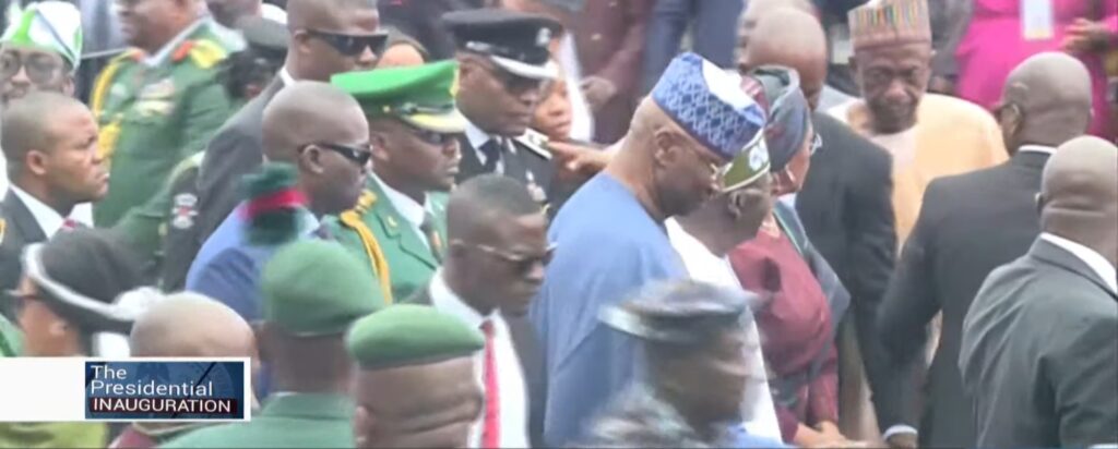 President-elect Bola Tinubu arriving the Eagle Square for his inauguration in company of the SGF Boss Mustapha