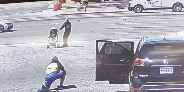 The good Samaritan saves the baby in the stroller