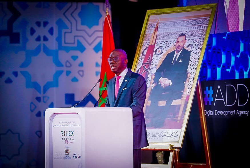 Lagos State Governor, Babajide Sanwo-Olu, at the GITEX One Africa Digital Summit in Morocco on Wednesday, May 31, 2023