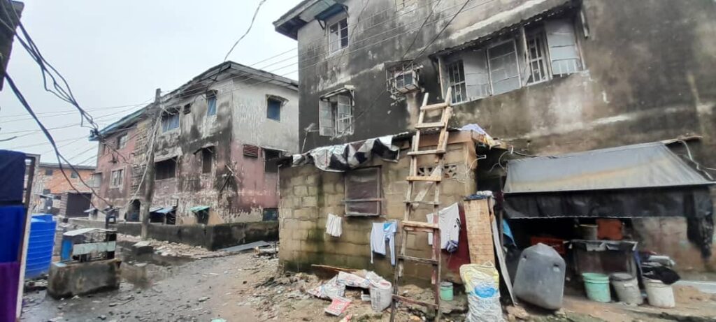 Some of the distressed buildings identified for demolition in Adeniji-Adele Housing Estate, Lagos 