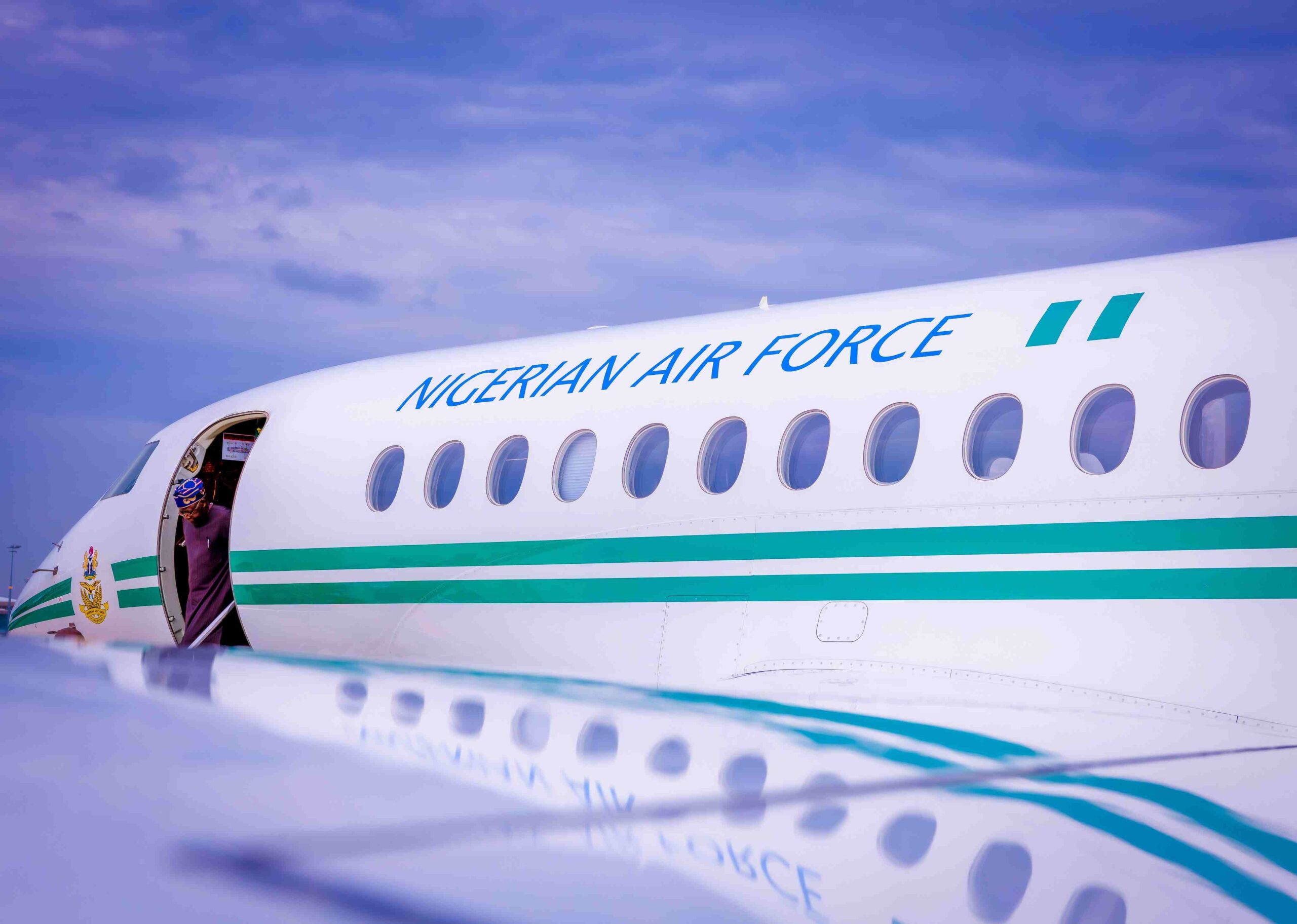 President Bola Tinubu aboard the presidential jet