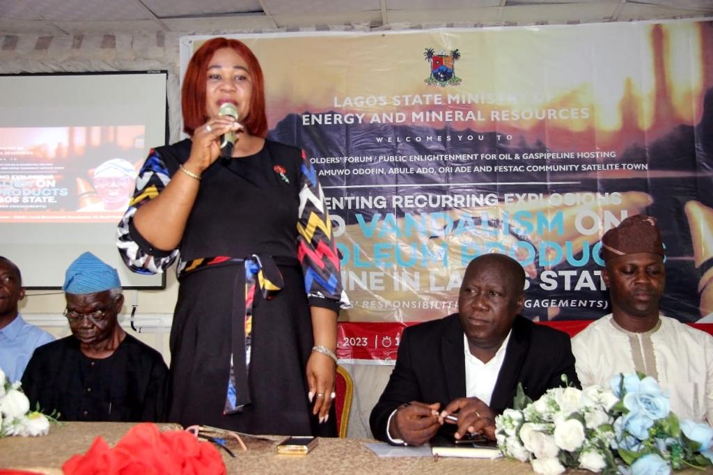 Permanent Secretary, Lagos Ministry of Energy and Mineral Resources, Engr. Sholabomi Shasore, addressing participants at the Stakeholders Forum