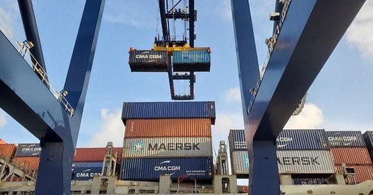 CMA CGM RIMBAUD, the first transshipment vessel to berth at the Lekki seaport