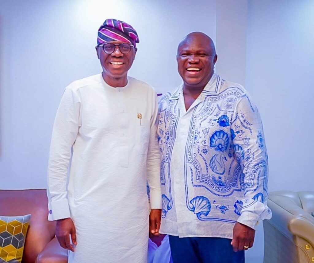 Lagos State Governor, Babajide Sanwo-Olu, and his predecessor, Akinwunmi Ambode