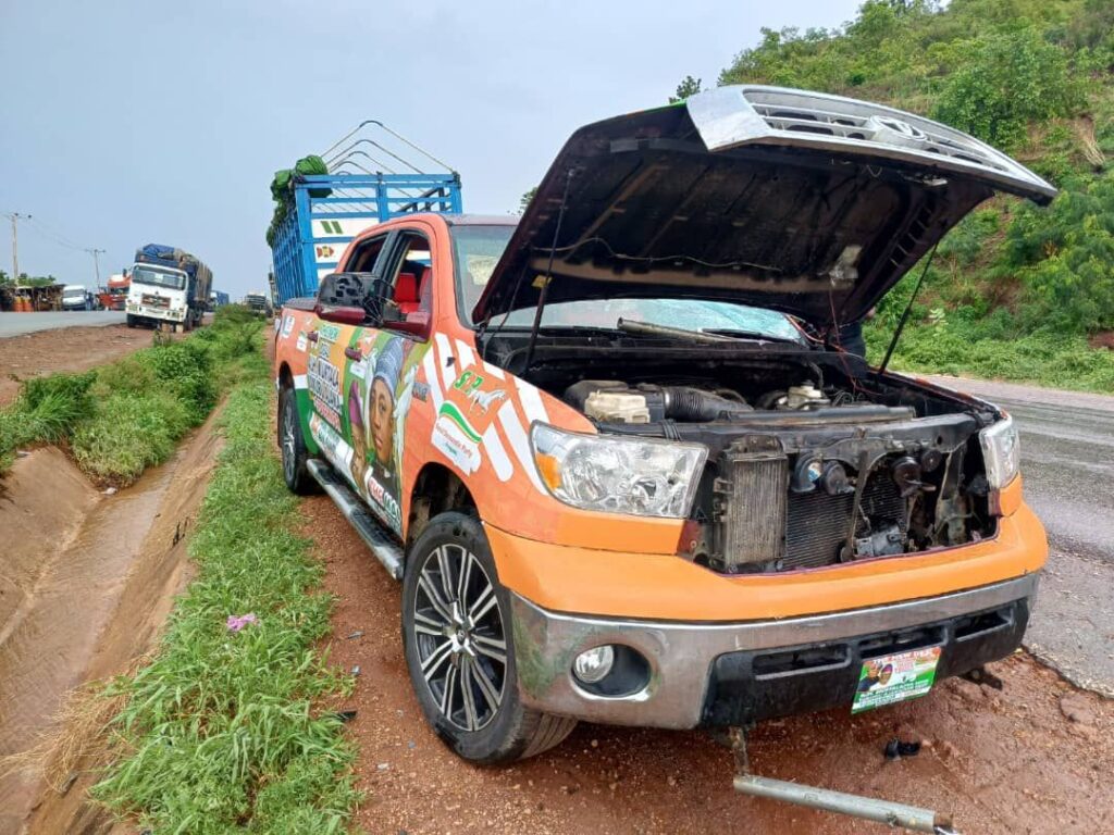 The vehicle used for the alleged attack on Kogi State Governor, Yahaya Bello's convoy