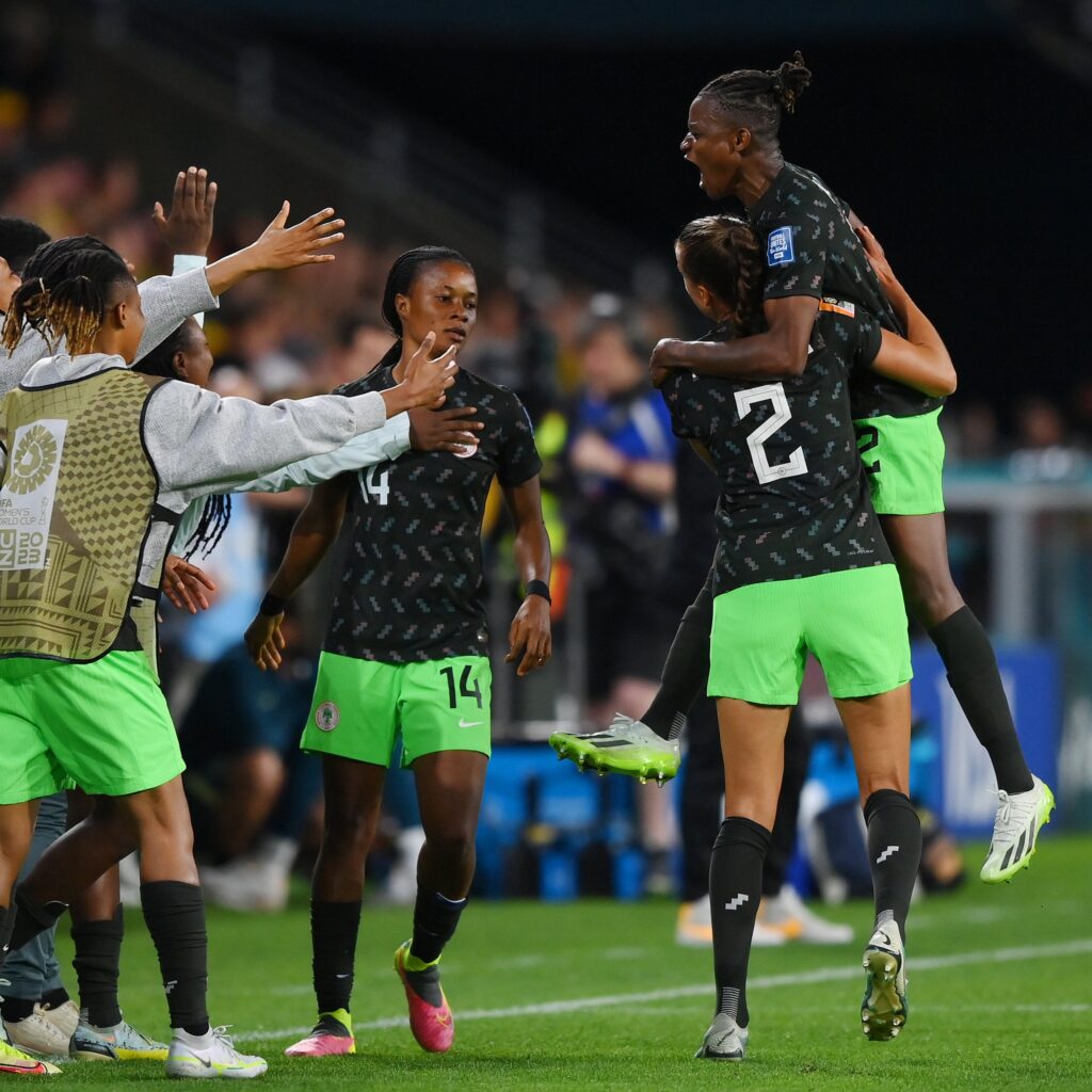Uchenna Kanu celebrates Nigeria's equaliser against Australia at the FIFA Women's World Cup