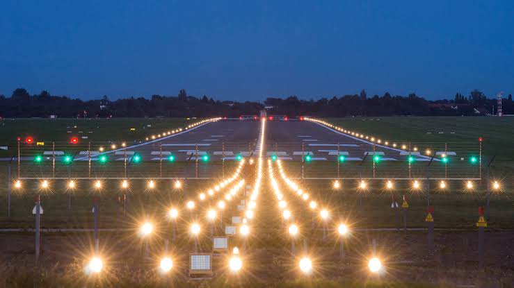 File photo: Airport runway lights