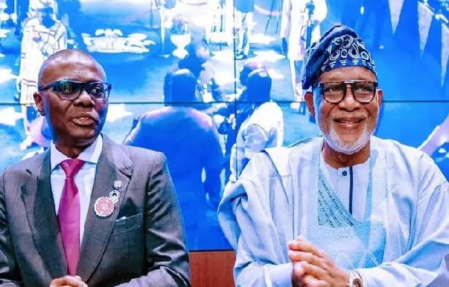 Lagos State Governor, Mr Babajide Sanwo-Olu and Ondo State Governor, Mr Oluwarotimi Akeredolu (SAN)