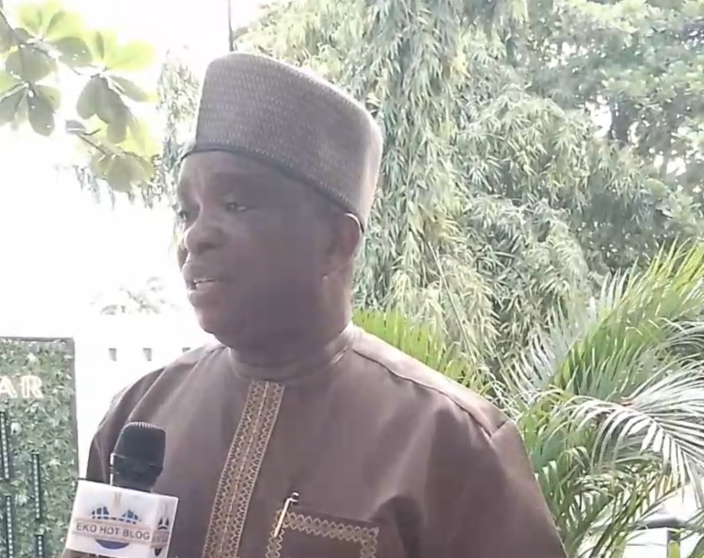 Hon. Abiodun Tobun speaking to Eko Hot Blog at the reception held in honour of the new Minister of State for Health and Social Welfare, Dr. Tunji Alausa