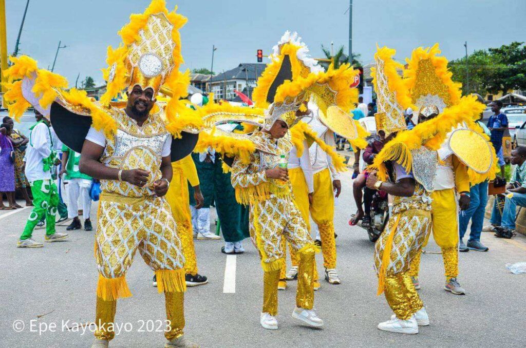 The Epe carnival procession at the 2023 Epe Kayokayo Grand Finale