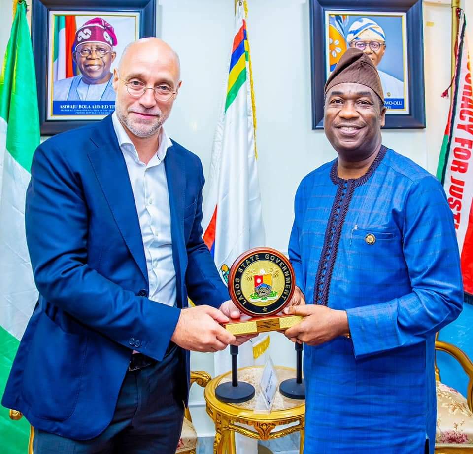 Lagos Deputy Governor, Dr. Kadri Obafemi Hamzat, and the leader of the CAF Football Inspector Team in Lagos