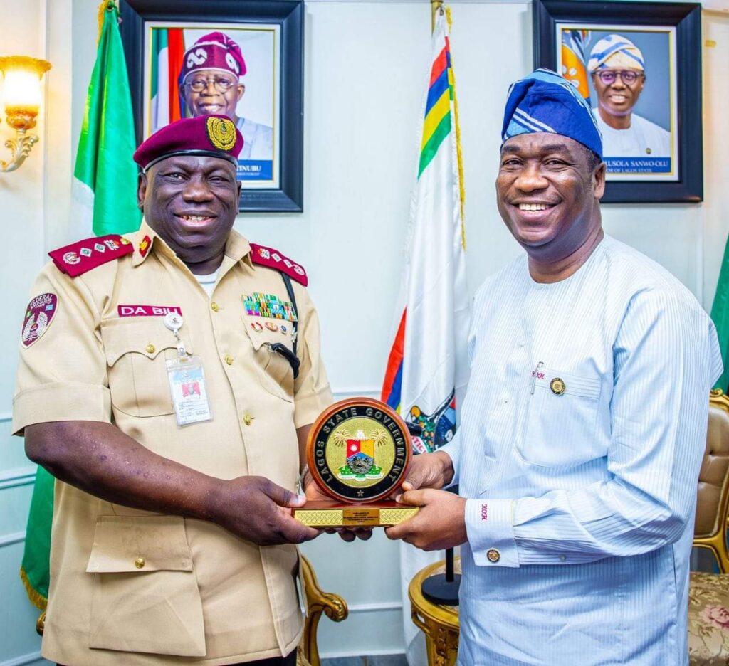 Corps Marshal of the Federal Road Safety Corps (FRSC), Marshal Daudu Ali Biu and Lagos Deputy Governor, Dr. Kadri Obafemi Hamzat