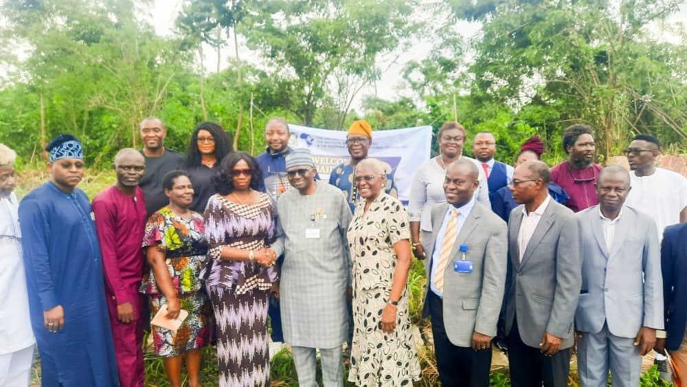 NIDCOM officials, including Chairman, Abike Dabiri-Erewa and UI Management Staff, including Vice-Chancellor, Prof. Kayode Adebowale, ag the proposed site of the.African Diaspora Resource Centre
