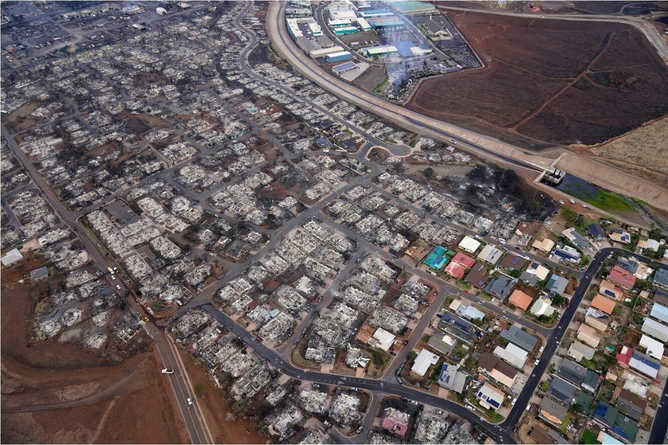 Wildfire wreckage is seen from an aerial view in Lahaina on Thursday (Photo: Rick Bowmer/AP)