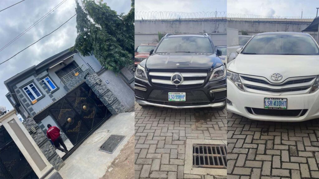 A white Toyota Venza car with registration number LSR 410 HT and a Mercedes Benz SUV marked LSD 998HP seized by NDLEA operatives