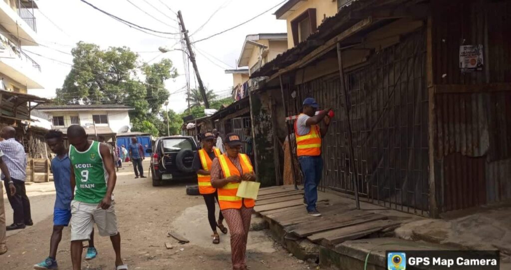 LAWMA officials sealing plazas around Tejuosho Market, Yaba, Lagos