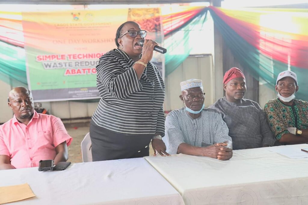 Director, Lagos Sanitation Services, Dr. Hassan Sanuth, the representative of the Permanent Secretary Office of Environmental Services, Mr. Gaji Omobolaji Tajudeen, speaking at the workshop