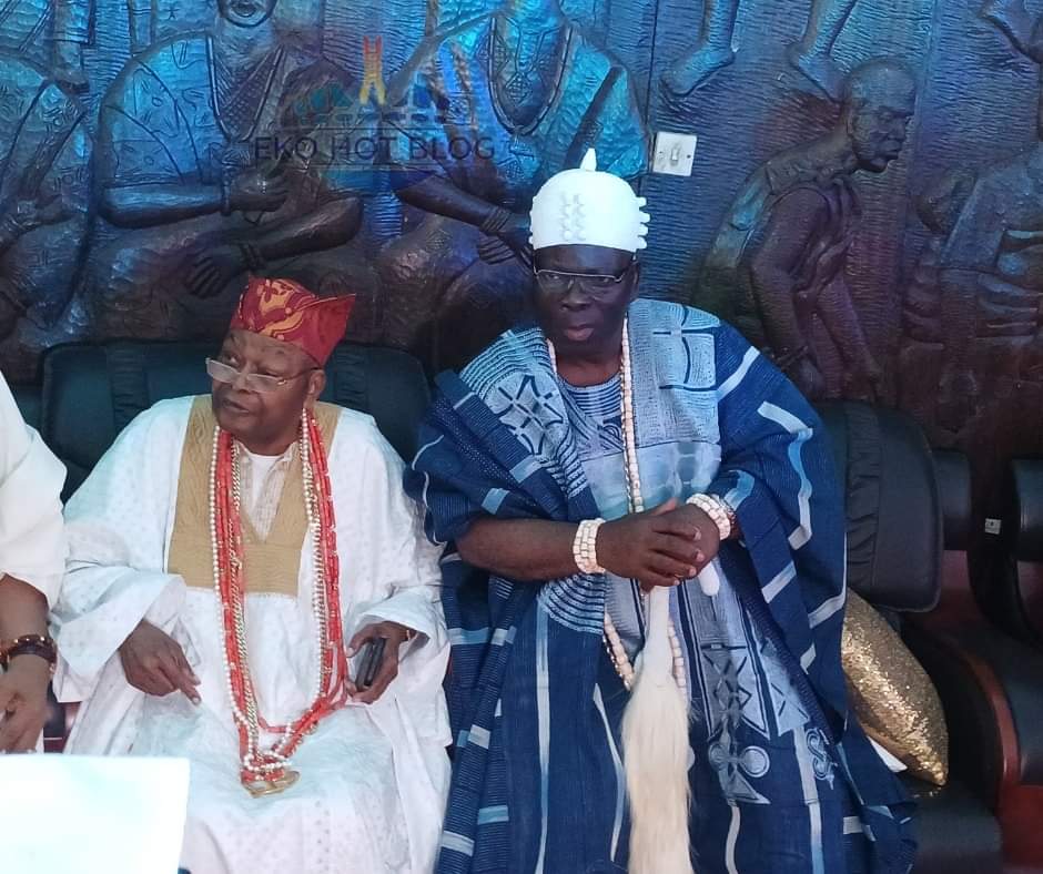 Awujale of Ijebuland, HRM Oba Sikiru Kayode Adetona and one of the visiting monarchs