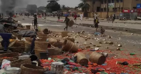 Oko-Odo market, near Ile-Epo, Lagos, after a clash between readers in August 2019 (Photo: Punch)