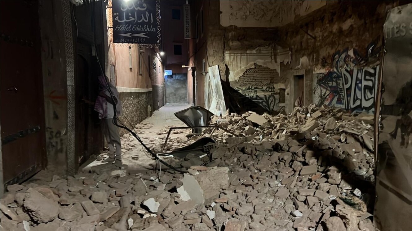 A view of rubble and damaged buildings in Marrakesh, Morocco on September 9. Said Echarif/Anadolu Agency/Getty Images