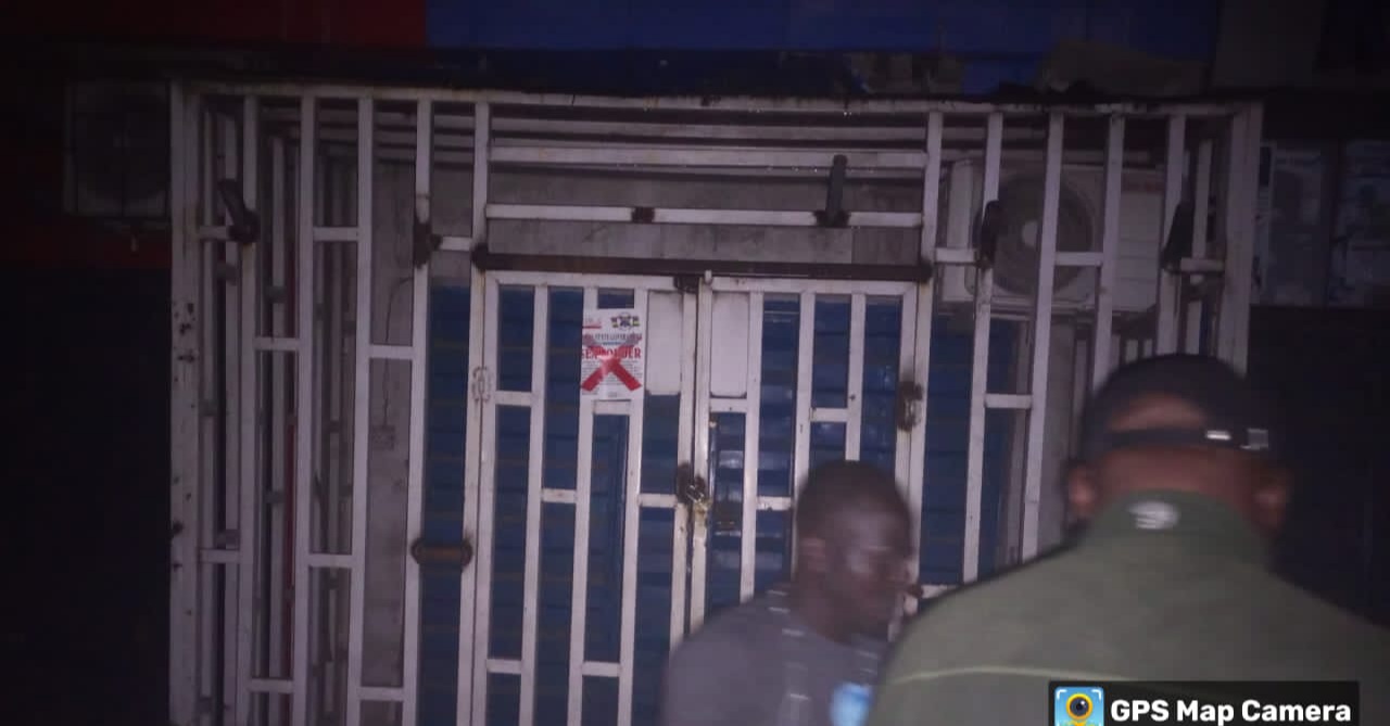 A sealed store at the Alaba International Market, Ojo, Lagos State