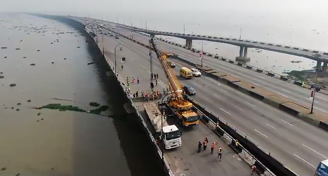 Repair works on Third Mainland Bridge, Lagos