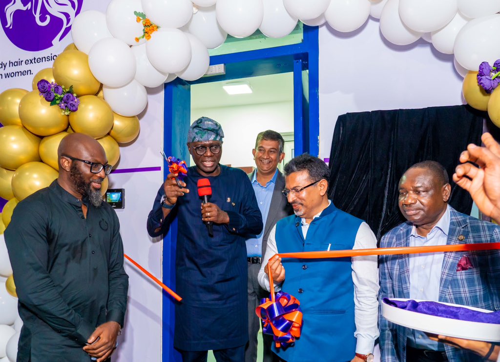 Lagos State Governor, Babajide Sanwo-Olu, commissioning Godrej Nigeria Limited's manufacturing factory