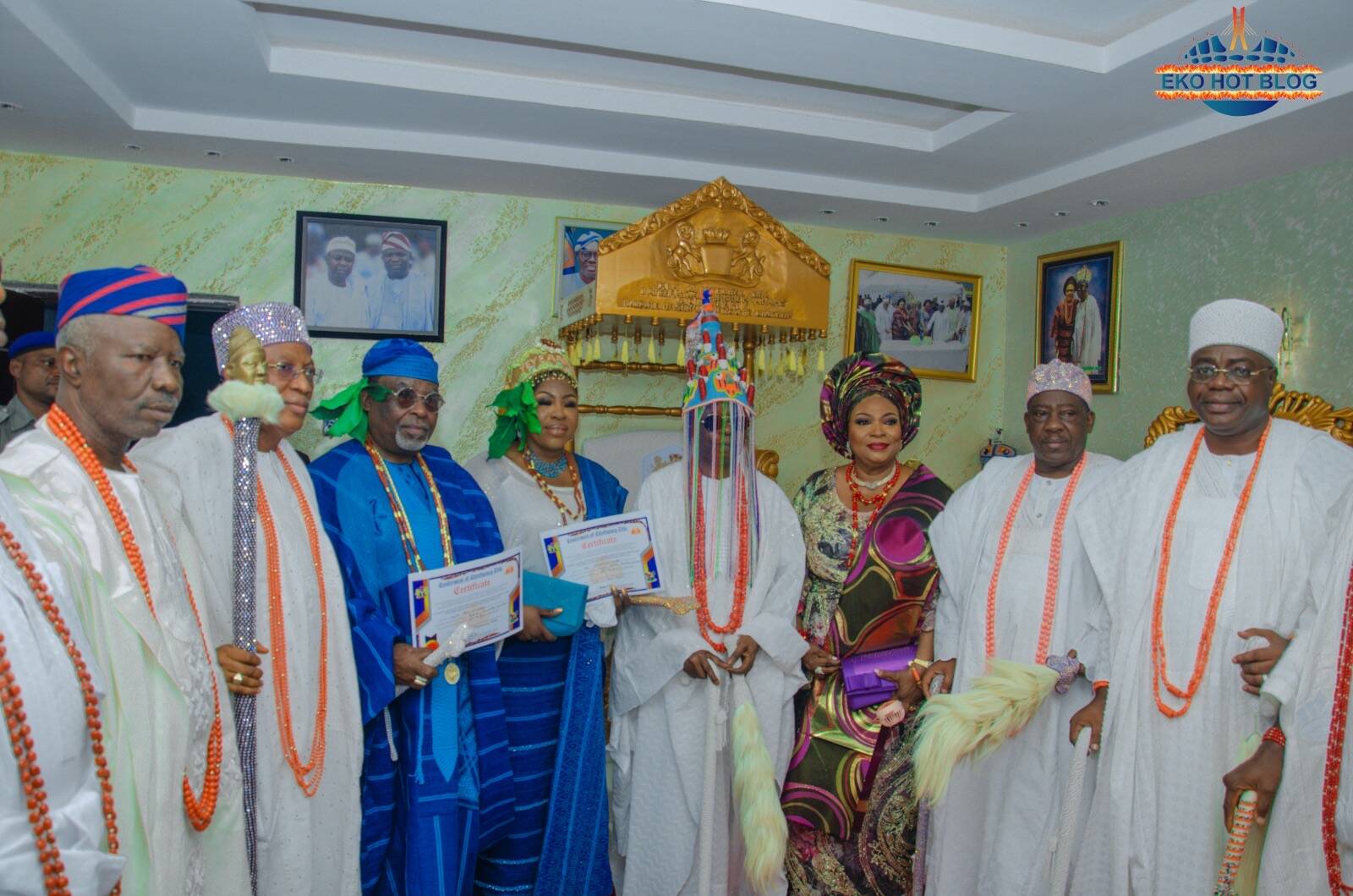 HRM Oba Abdul Lateef Atanda Abiodun Adams, Akinkunmi 1, the Onikate of Ikate Kingdom, and the Aare and Yeye Aare of Ikate Kingdom, Chief Bisi Onilogbo and Chief Mrs Oluwakemi Onilogbo