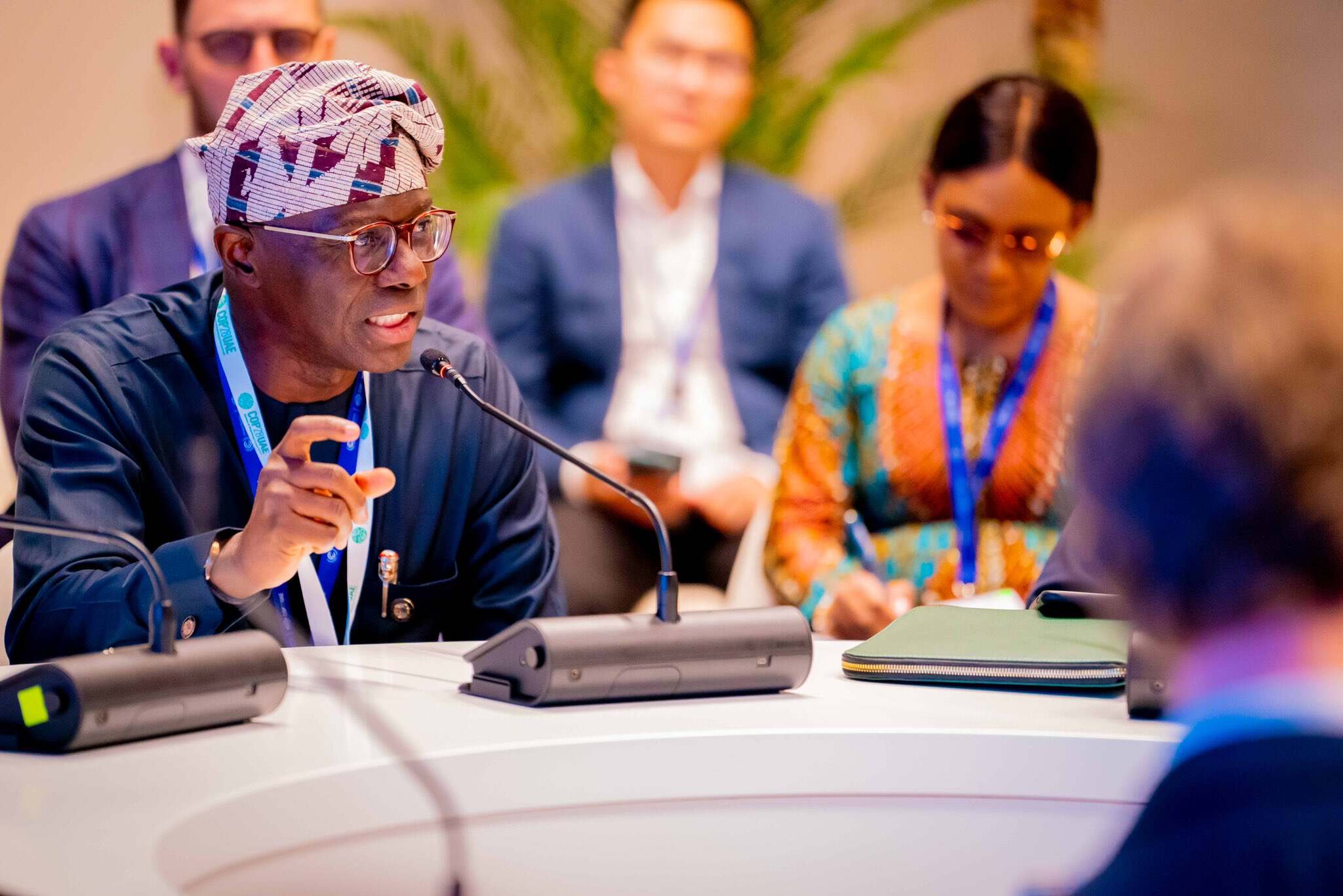 Lagos State Governor, Babajide Sanwo-Olu, at a COP28 side meeting