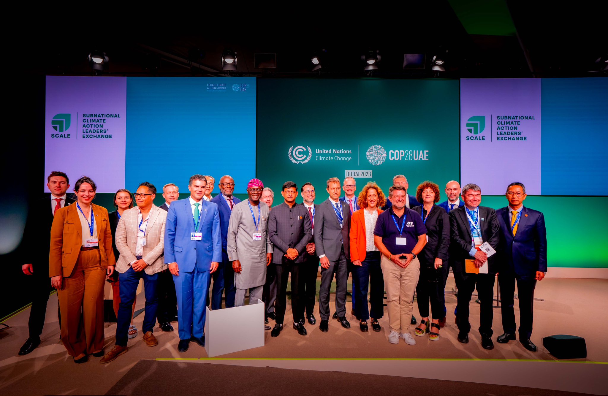 Lagos State Governor, Babajide Sanwo-Olu, and other participants of a side meeting with the theme “Lowering Organic Waste Methane” at the COP28 climate summit in Dubai, UAE